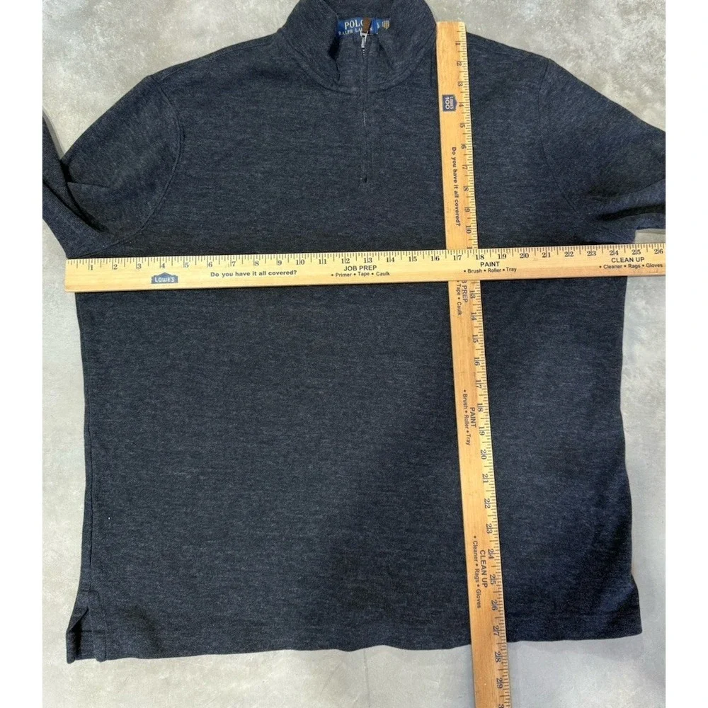 Polo Ralph Lauren Mens Estate Rib Quarter Zip Pullover Sweater Large Gray
